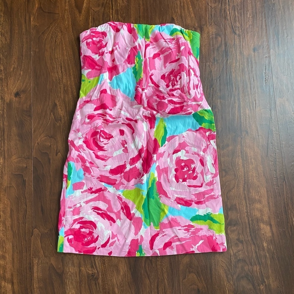 Lilly Pulitzer First Impression Hotty Pink Keetan Strapless Dress Size 2